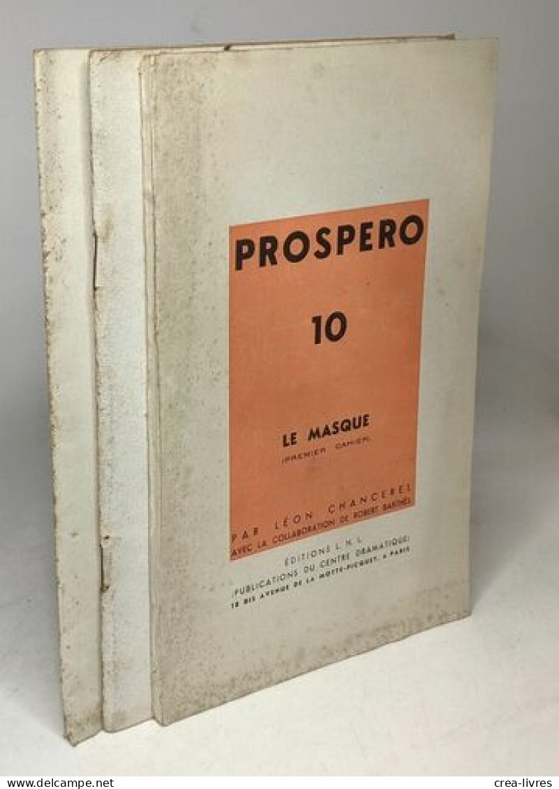 Prospero 10: Le Masque (premier Cahier) + Prospero 11: Le Masque (deuxième Cahier) - Propsero 8: Architecture Et Décorat - Unclassified