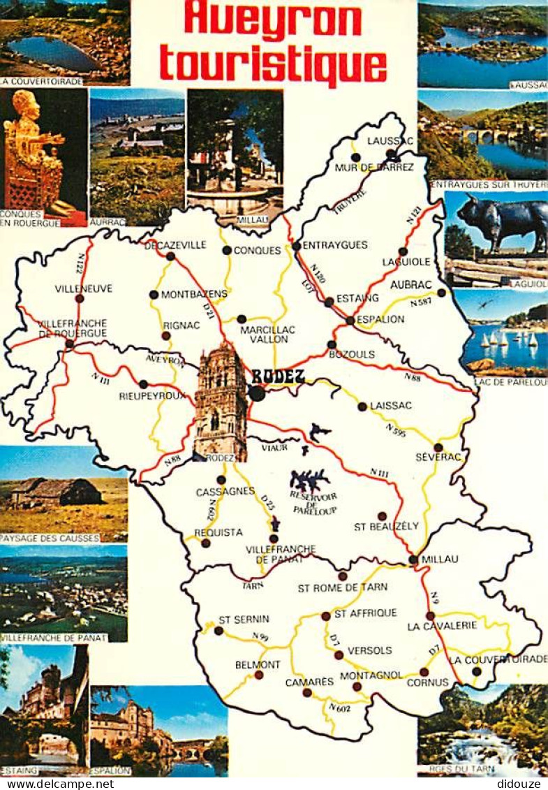 12 - Aveyron - Multivues - Carte Géographique - CPM - Flamme Postale De Pont De Salars - Voir Scans Recto-Verso - Autres & Non Classés
