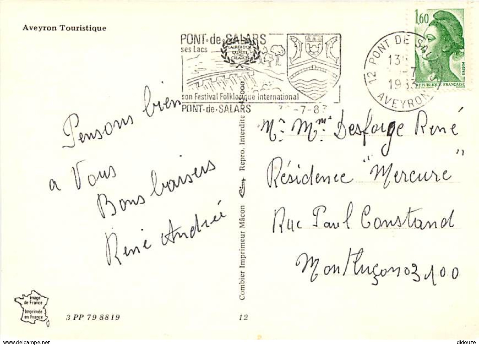 12 - Aveyron - Multivues - Carte Géographique - CPM - Flamme Postale De Pont De Salars - Voir Scans Recto-Verso - Autres & Non Classés