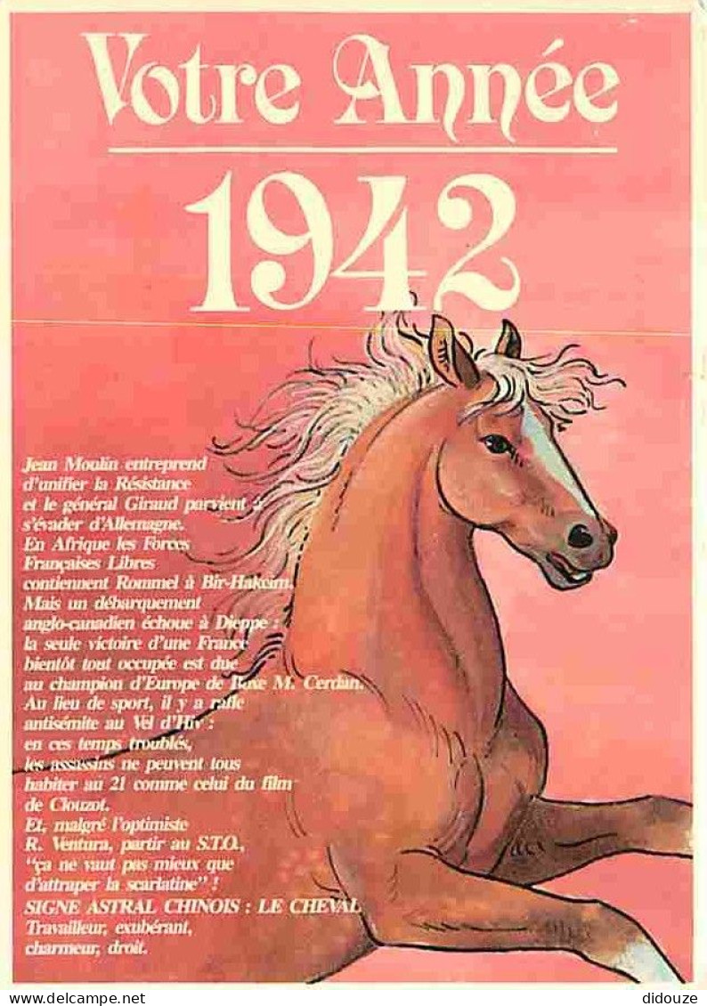 Animaux - Chevaux - Votre Année - 1942 - CPM - Voir Scans Recto-Verso - Cavalli