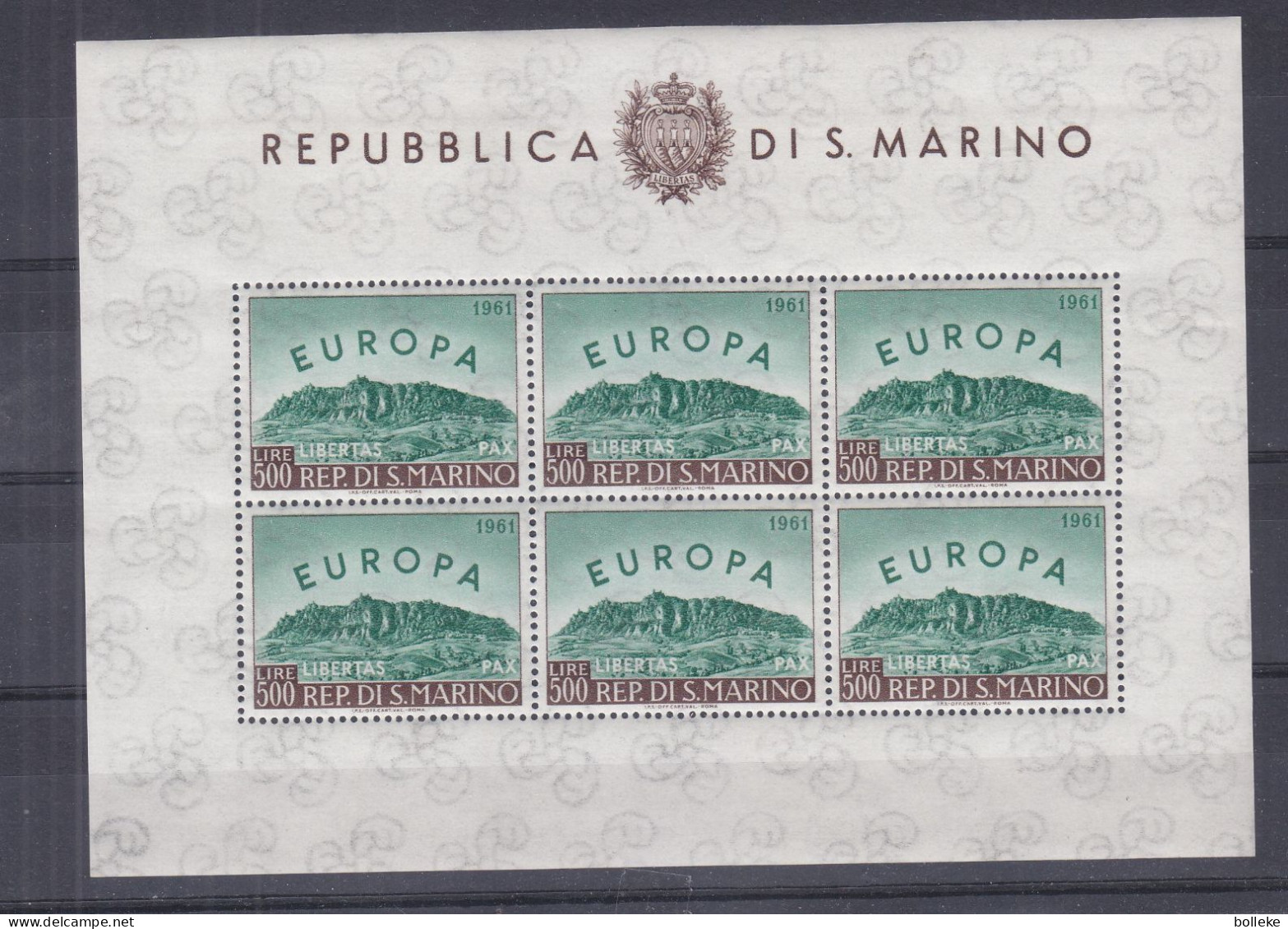 Europa 1961 - Saint Marin - Yvert BF 523 ** - Valeur 300 € ++ - Valeur Michel = 400 € - Blocks & Sheetlets