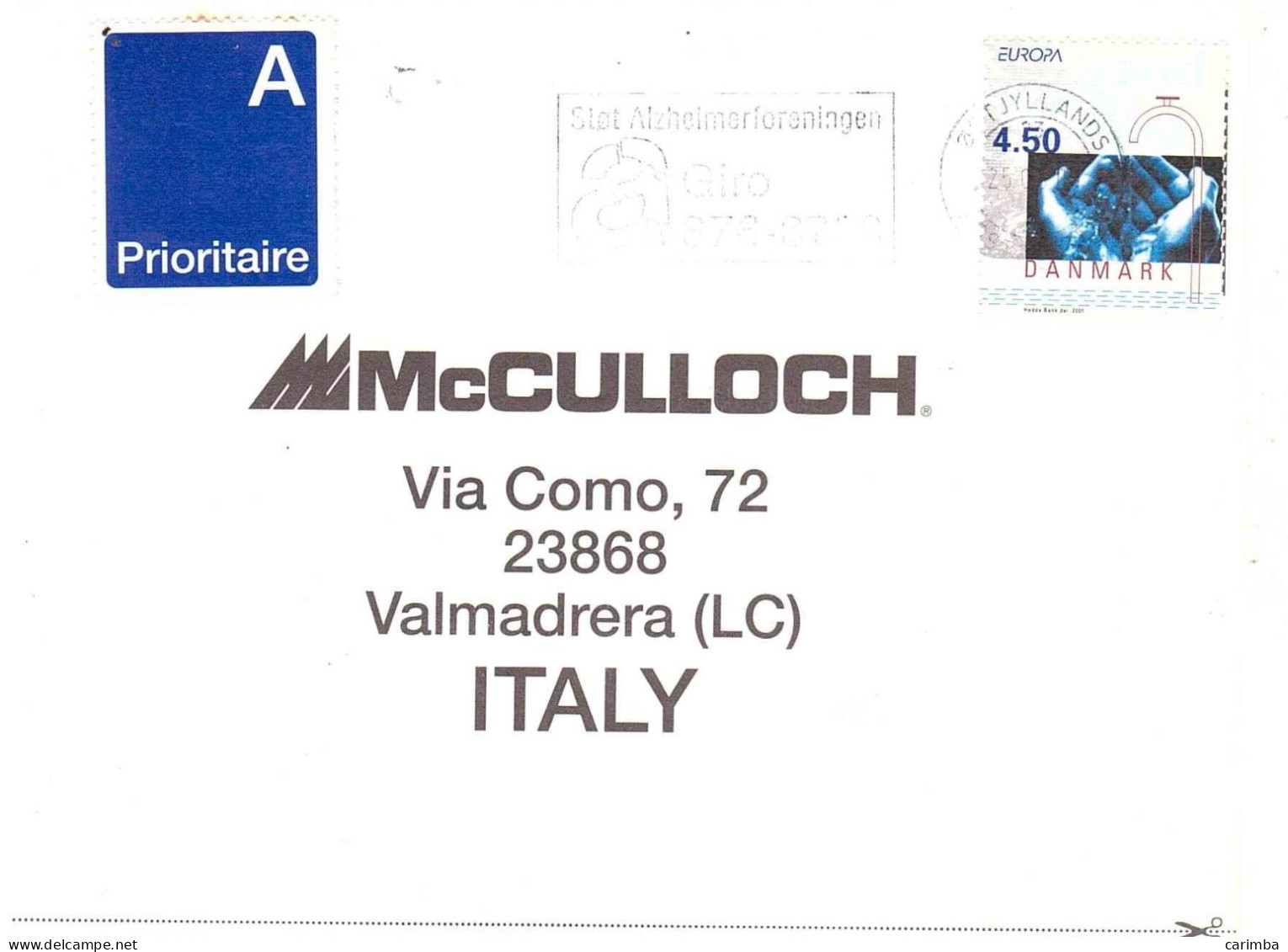 DANIMARCA 2001 EUROPA + ANNULLO TARGHETTA - Lettres & Documents
