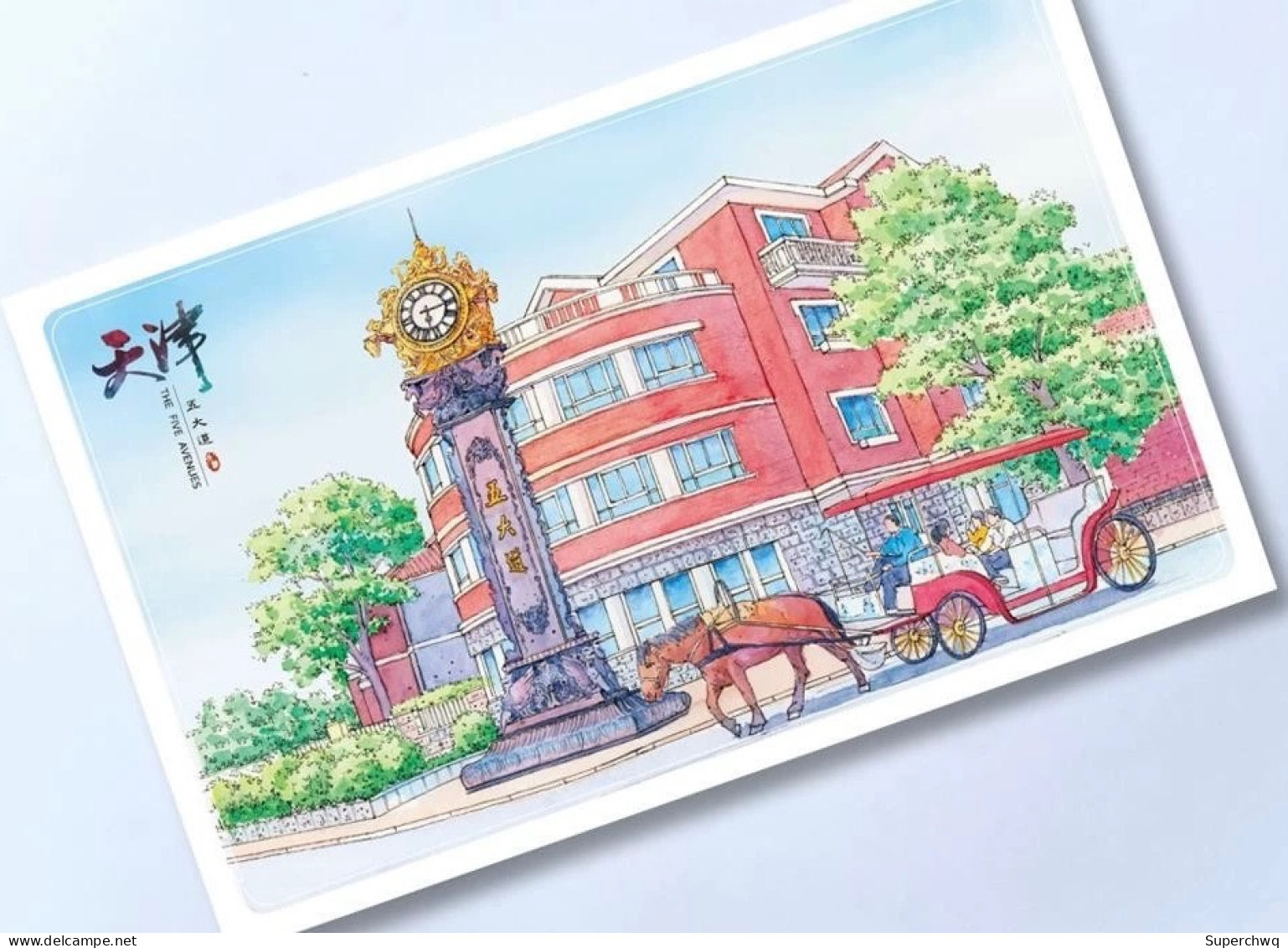 China postcard Tianjin hand drawn postcard，12 pcs