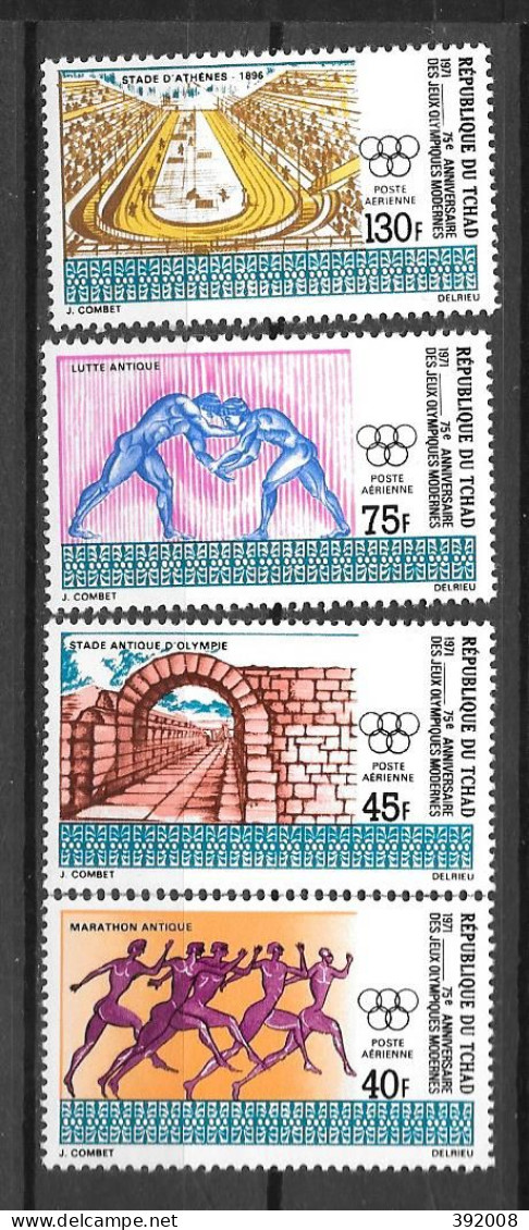 PA - 1971 - N° 89 à 92 **MNH - 75 Ans Jeux Olympiques Modernes - Tchad (1960-...)