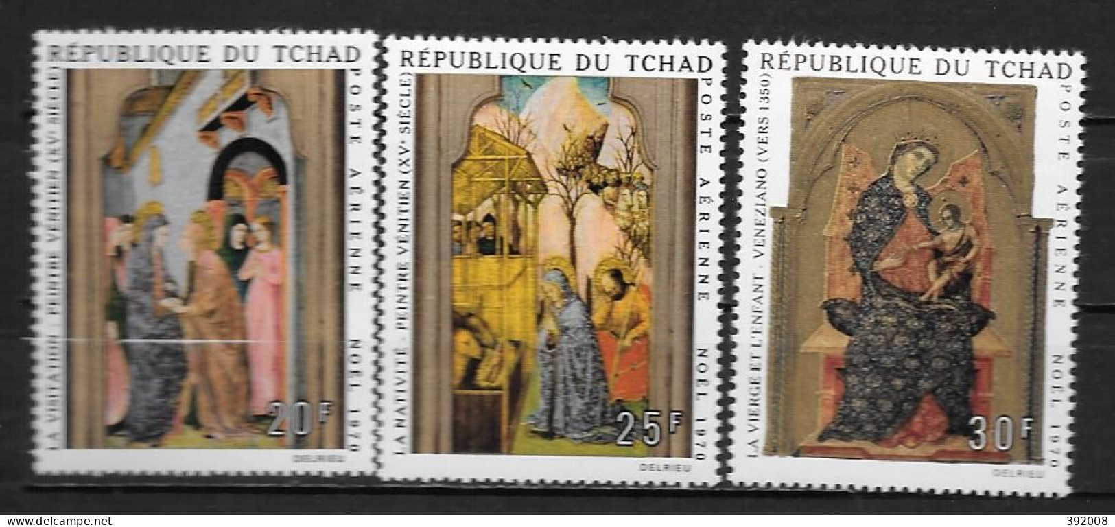 PA - 1970 - N° 75 à 77 **MNH - Noël, Tableaux - Tchad (1960-...)