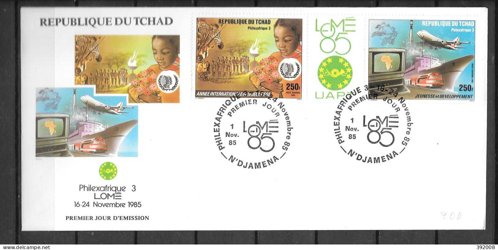 FDC - 1985 - Philexafrique à Lomé - 21 - 2 - Tchad (1960-...)