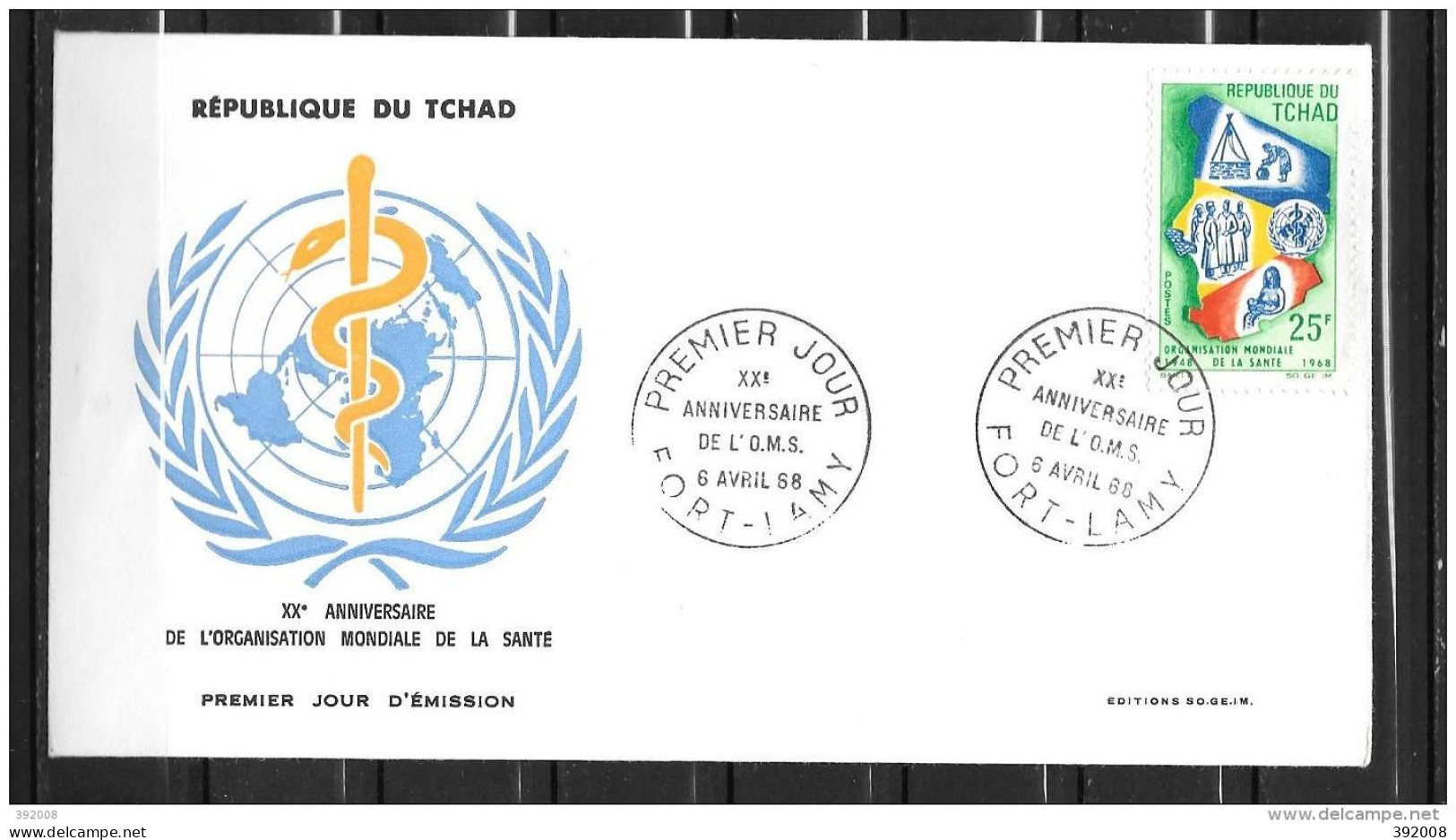 FDC - 1968 - 20 Ans OMS - 21 - Chad (1960-...)