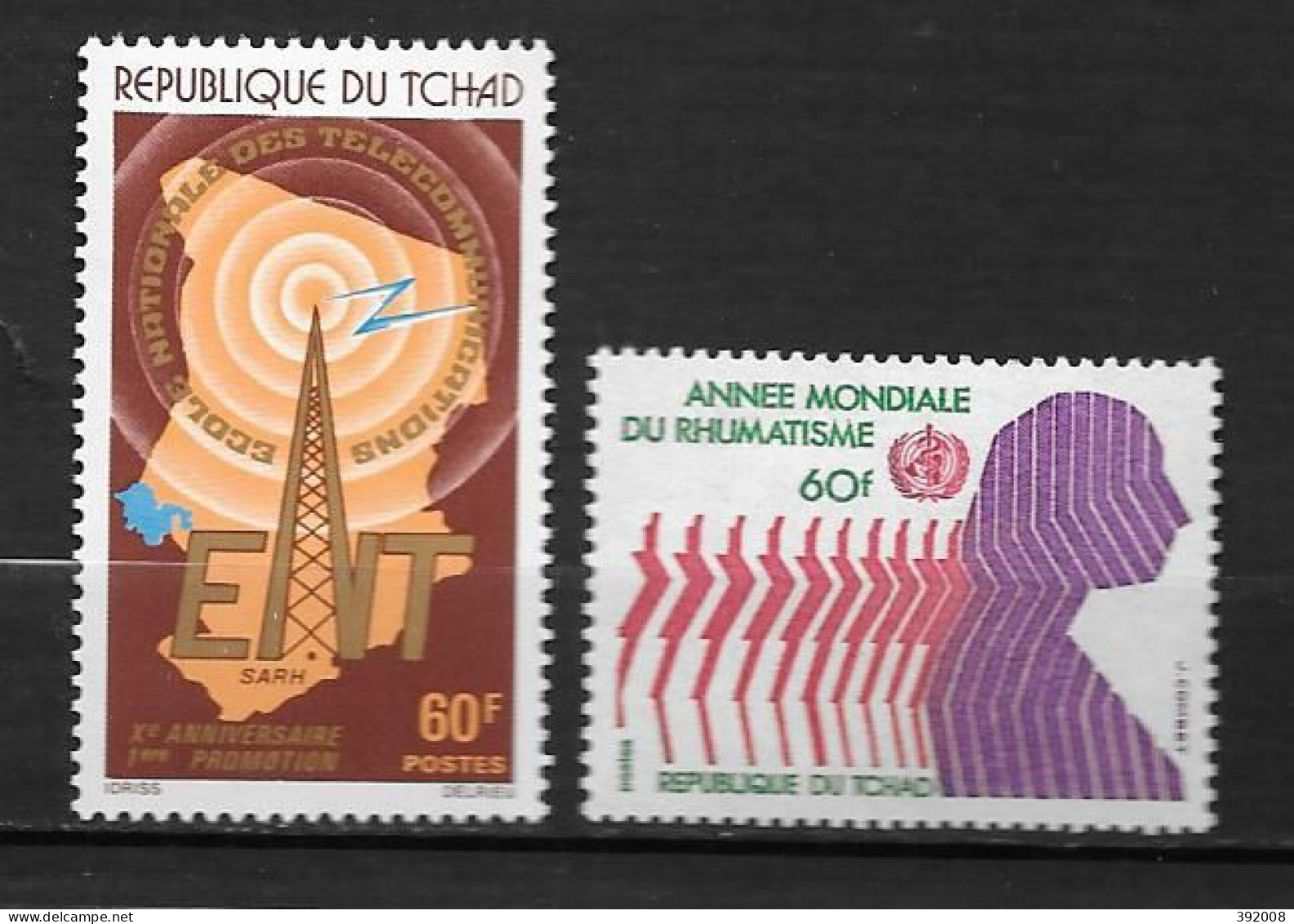 1977 - N° 332 + 335**MNH - Sigles Des Postes - Année Du Rhumatisme - Tchad (1960-...)