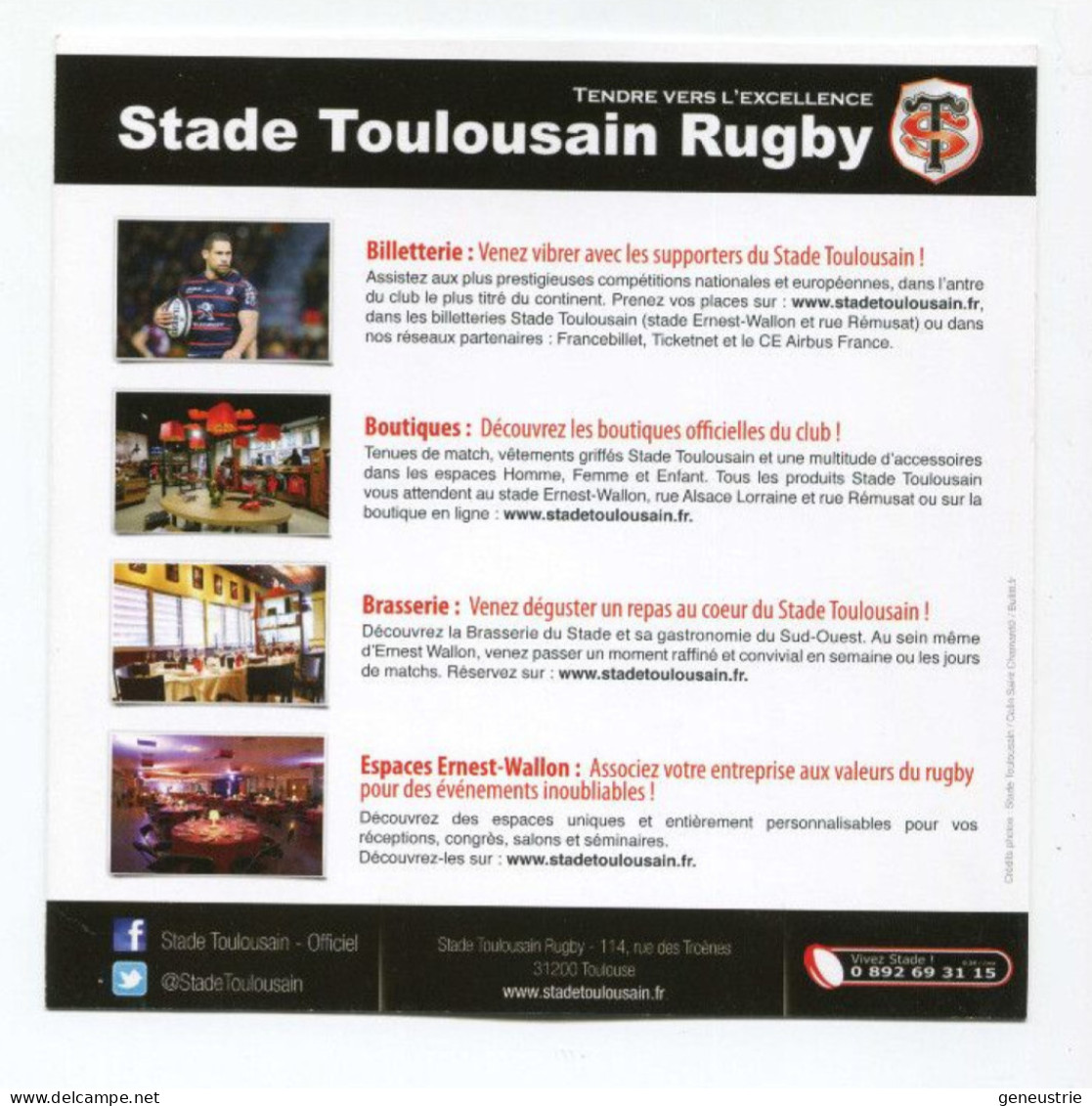 Belle Publicité Cartonné "I Love Rugby ST"  Stade Toulousain Rugby - Toulouse - Pubblicitari