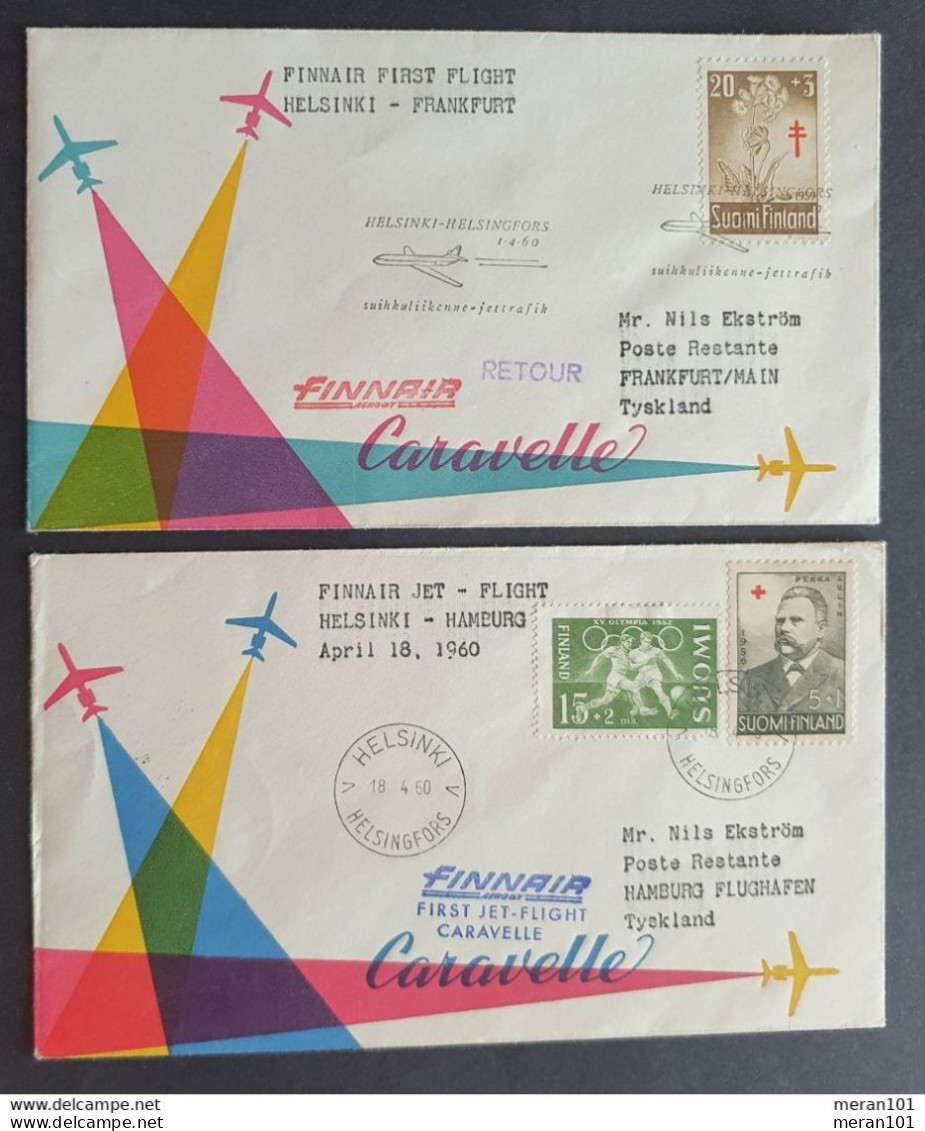 Finnland Flugpost Caravelle Helsinki Hamburg/Frankfurt 1960 - Lettres & Documents