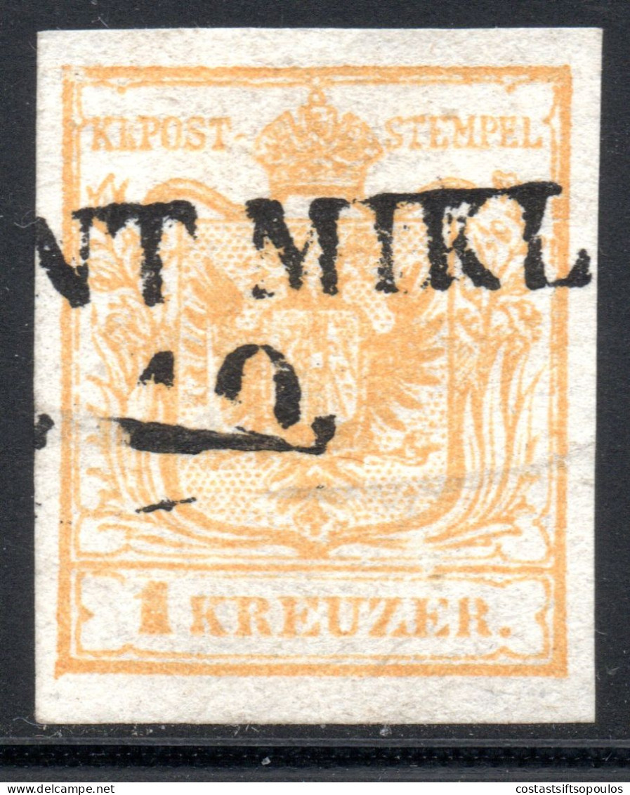 2374 AUSTRIA 1850 1 KR. ST. MIKLOS POSTMARK - Gebruikt