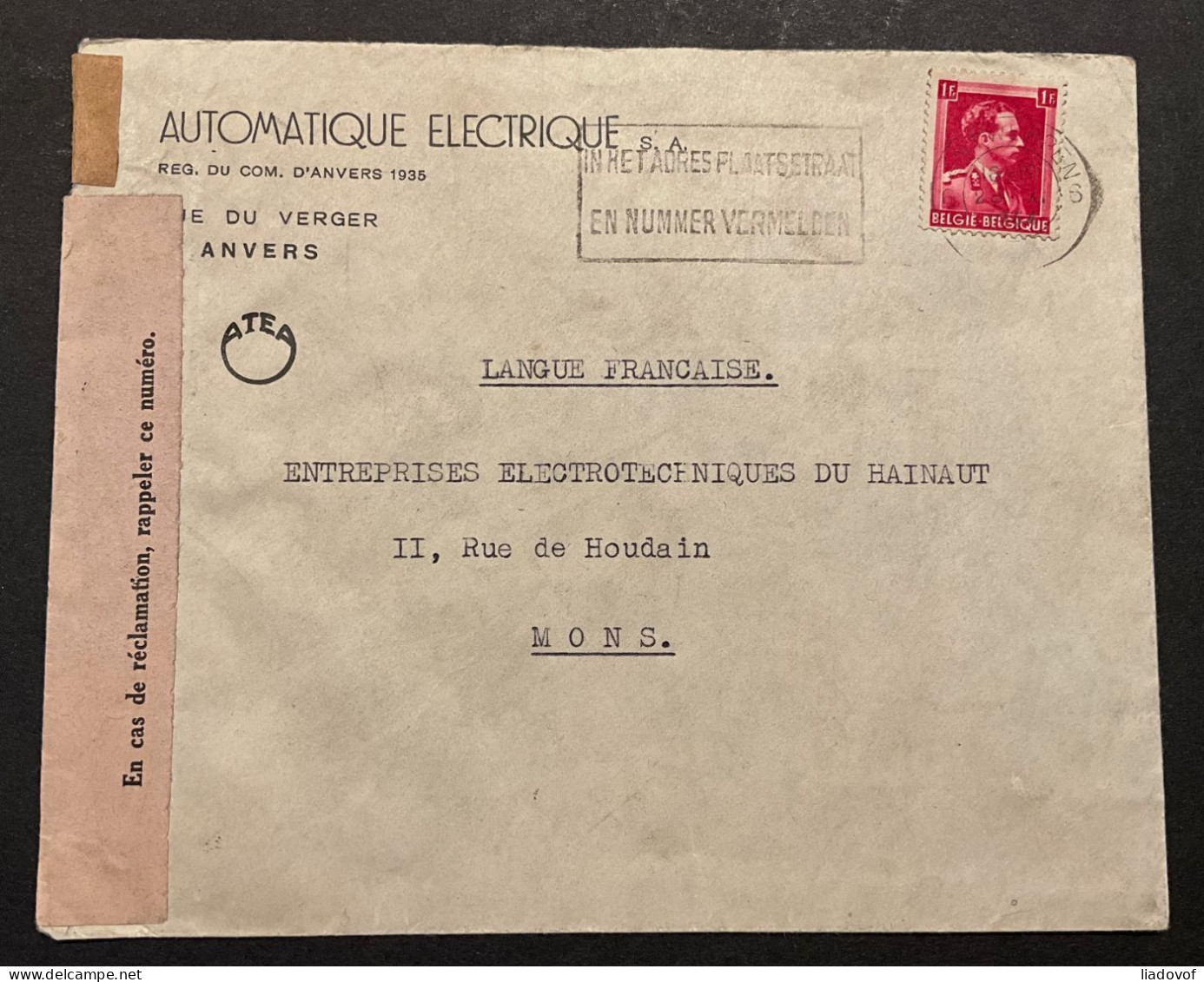 Lettre Censure 18-19 28-X-1944 Affr. OBP 528 "Controle Des Communications 158" - Guerra 40 – 45 (Cartas & Documentos)