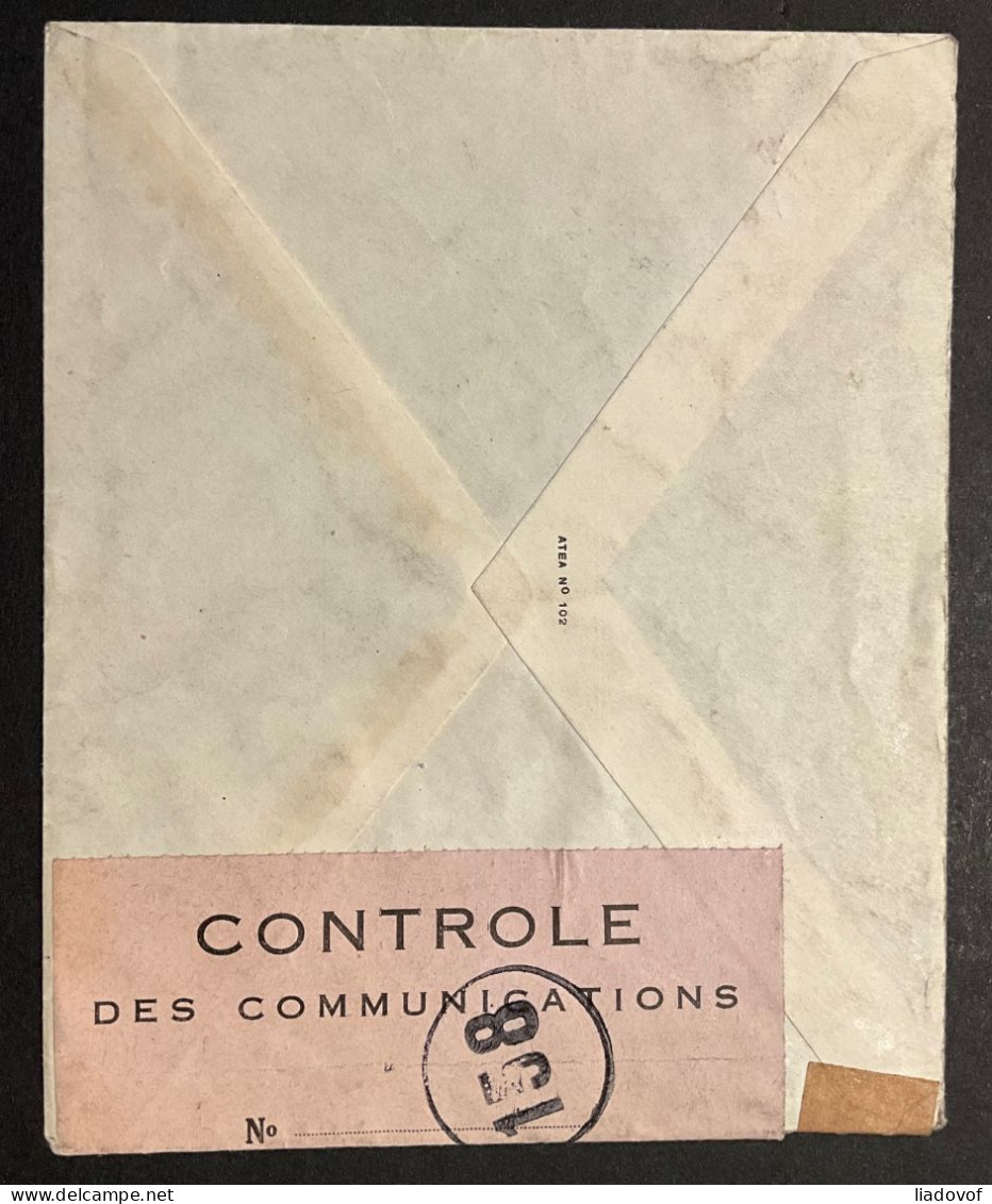 Lettre Censure 18-19 28-X-1944 Affr. OBP 528 "Controle Des Communications 158" - Guerra '40-'45 (Storia Postale)