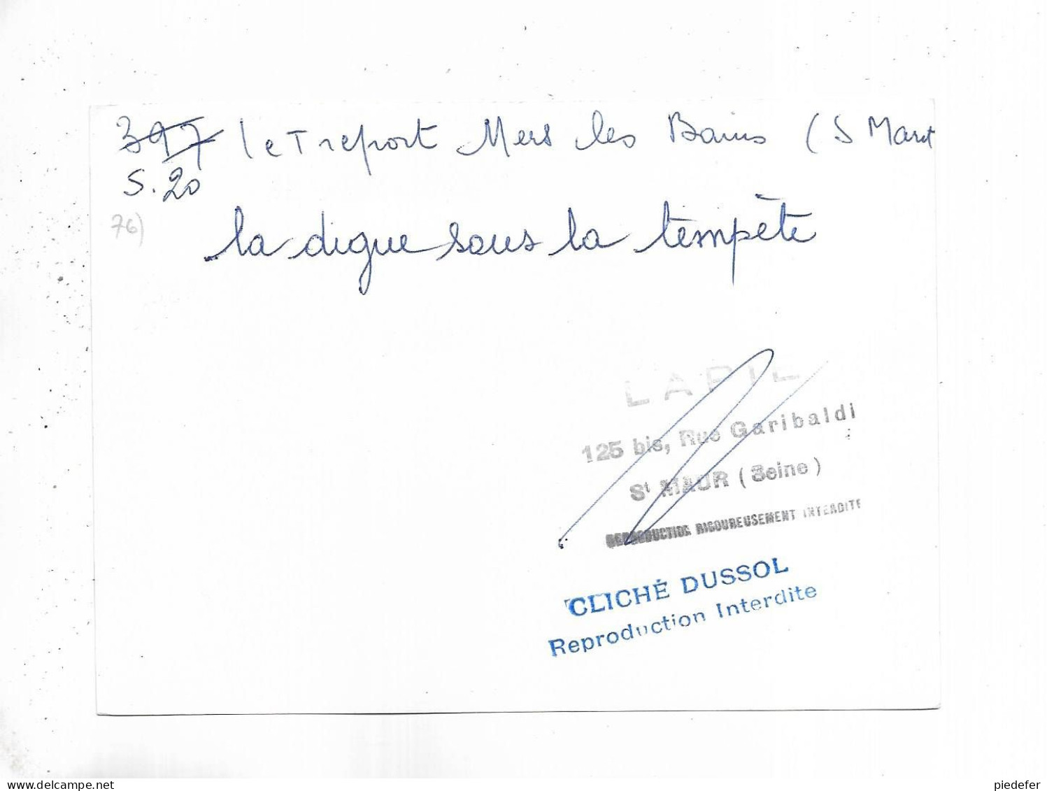 76 - RARE Photo  LE TREPORT - MERS-les-BAINS ( S.-M. ) " Digue Sous La Tempête" Cliché Dussol Pour L' édition Par  Lapie - Le Treport