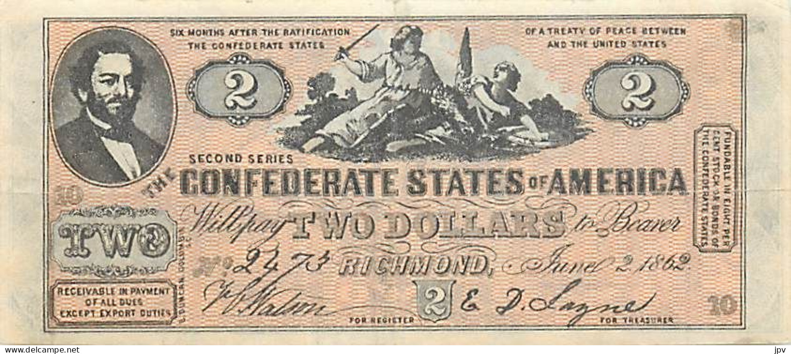 BILLET DE 2 DOLLARS. 1862. REPRODUCTION. - Autres - Amérique