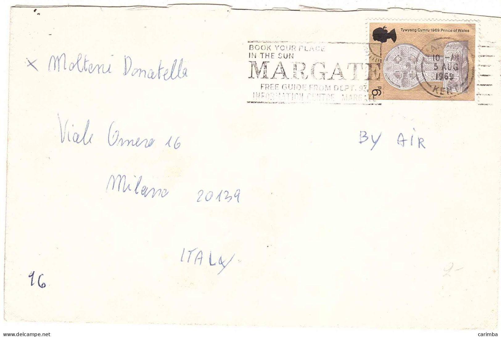 LETTERA PER ITALIA CON ANNULLO TARGHETTA - Lettres & Documents