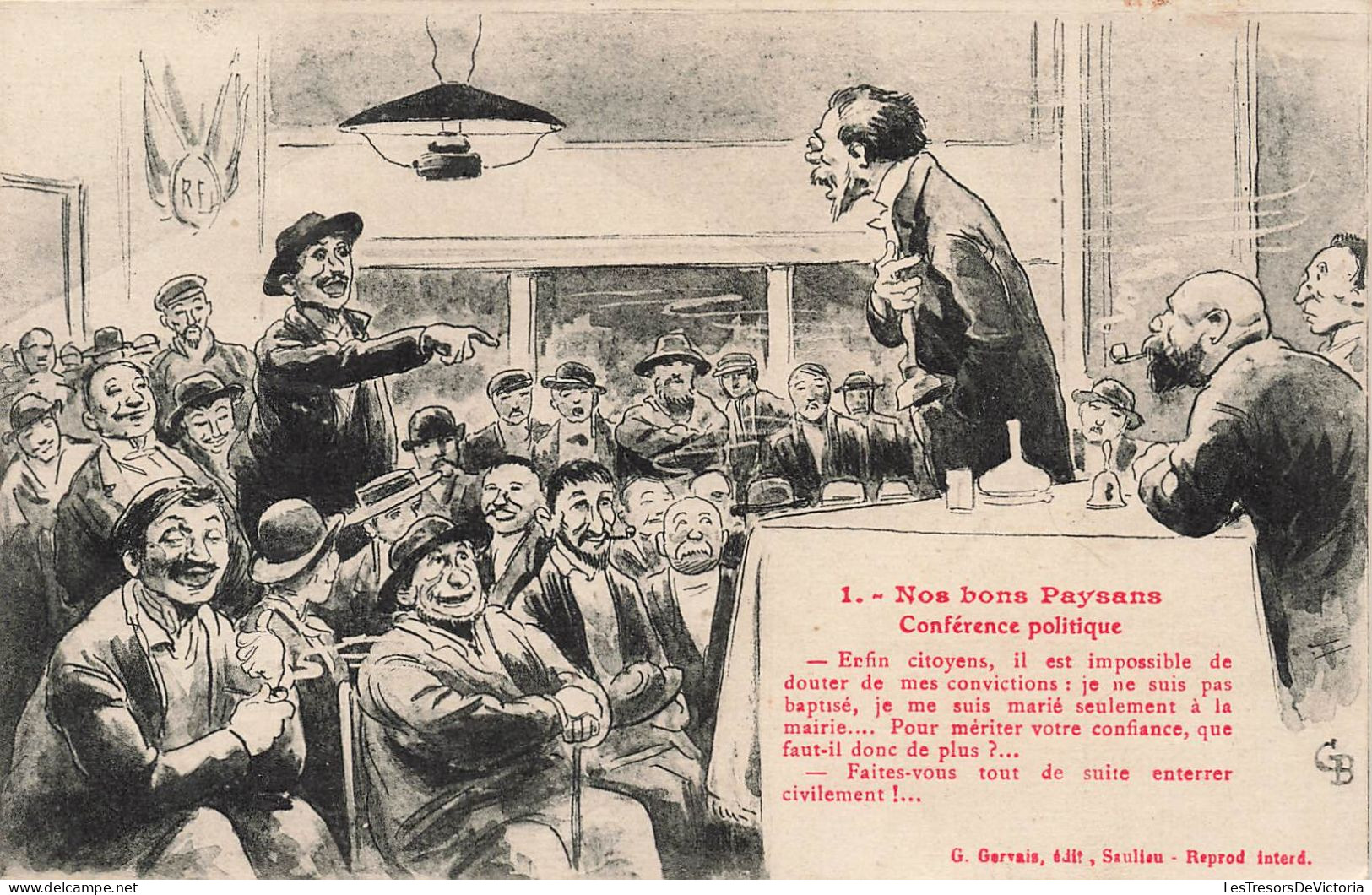 EVÉNEMENTS - Conférence Politique - Nos Bons Paysans - Animé - Dessin - Carte Postale Ancienne - Altri & Non Classificati