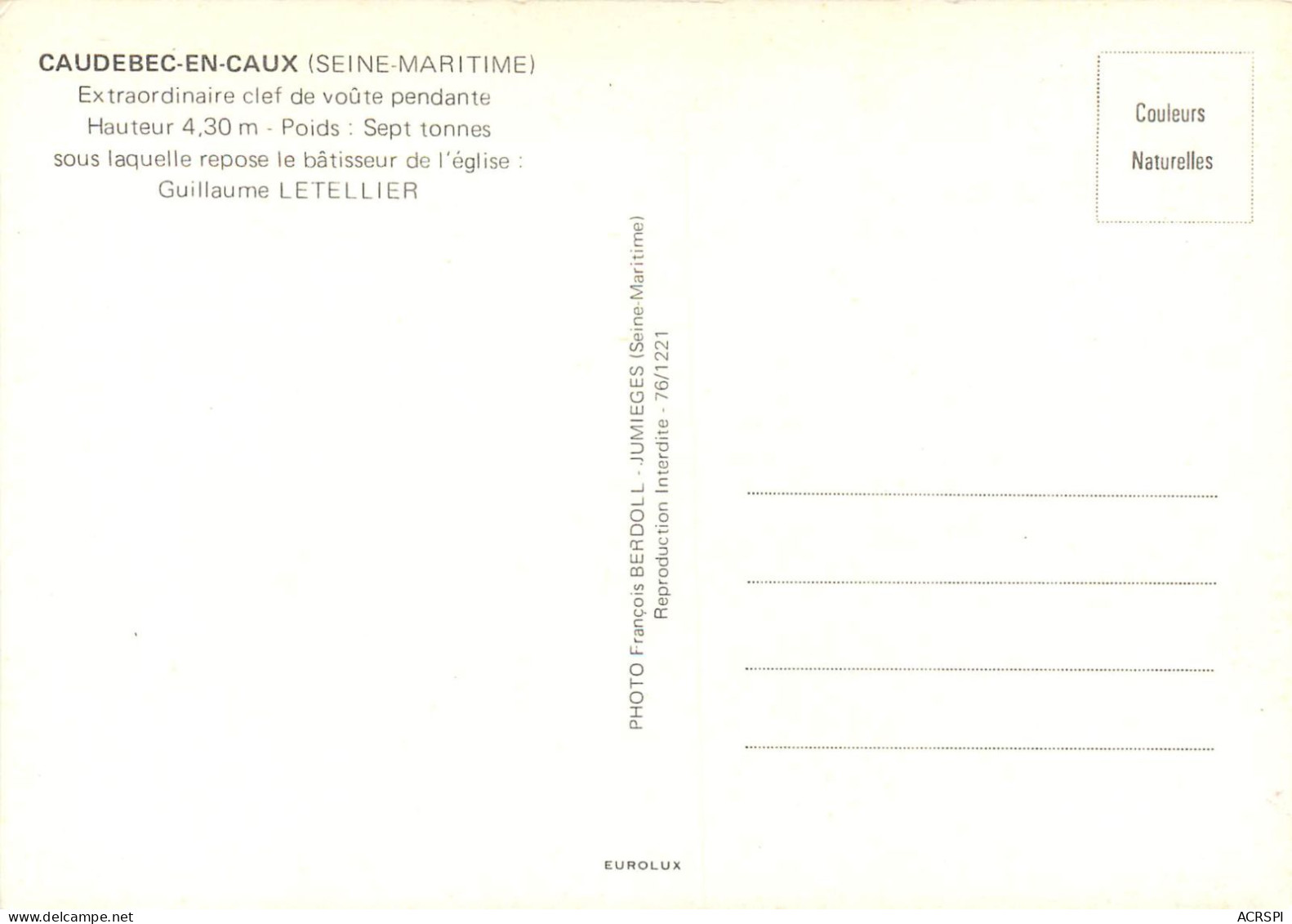 CAUDEBEC EN CAUX Extraordinaire Clef De Voute Pendante 1(scan Recto-verso) MD2519 - Caudebec-en-Caux