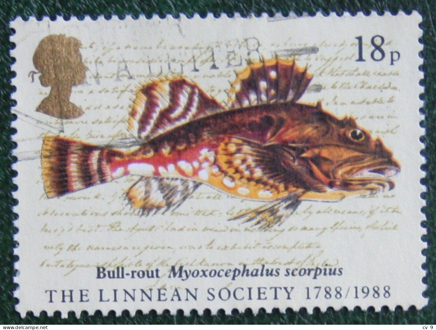 18P THE LINNEAN SOCIETY Fish Fisch Poisson (Mi 1131 1988 Used Gebruikt Oblitere ENGLAND GRANDE-BRETAGNE GB GREAT BRITAIN - Gebruikt