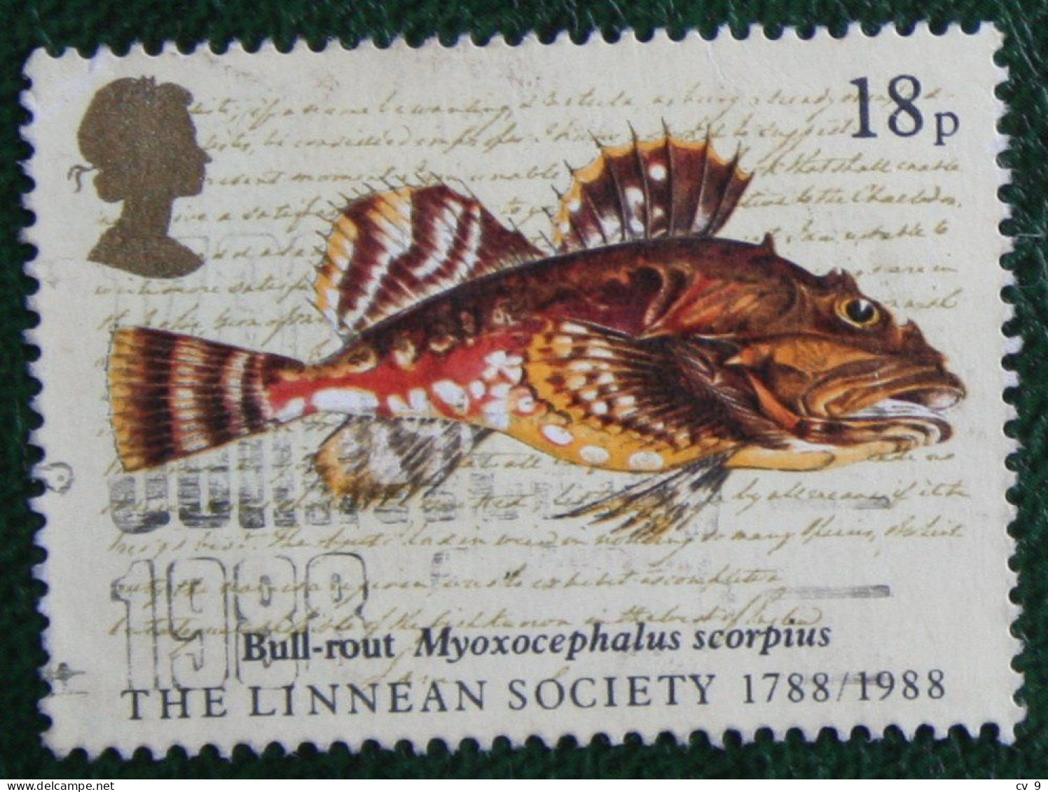 18P THE LINNEAN SOCIETY Fish Fisch Poisson (Mi 1131 1988 Used Gebruikt Oblitere ENGLAND GRANDE-BRETAGNE GB GREAT BRITAIN - Used Stamps