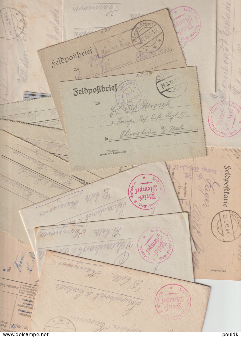 50 German Feldpost Covers From World War 1 To/from Fronts. Many Has Letters. Postal Weight 0,340 Kg. Please Read - Militaria