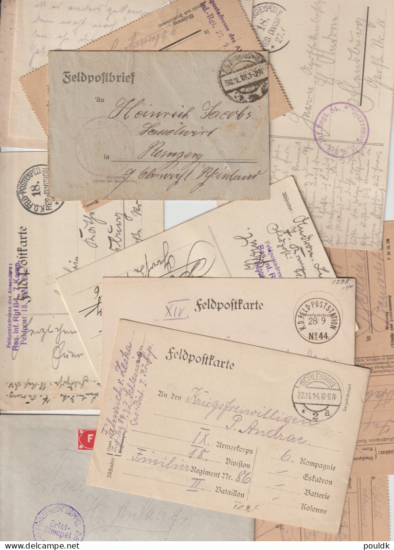 50 German Feldpost Covers From World War 1 To/from Fronts. Many Has Letters. Postal Weight 0,340 Kg. Please Read - Militaria