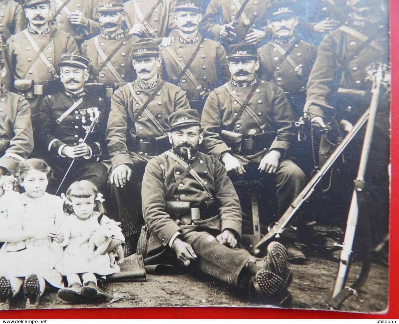 Cpa Groupe Militaires Du 106e RI Chalons Sur Marne LEBEL Sabre Fillettes - Regimenten