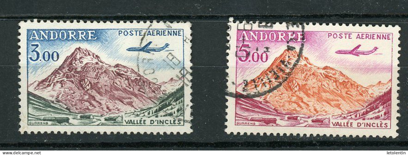 ANDORRE FR  - POSTE AÉRIENNE -  N° Yvert  6+7 Obli. - Posta Aerea