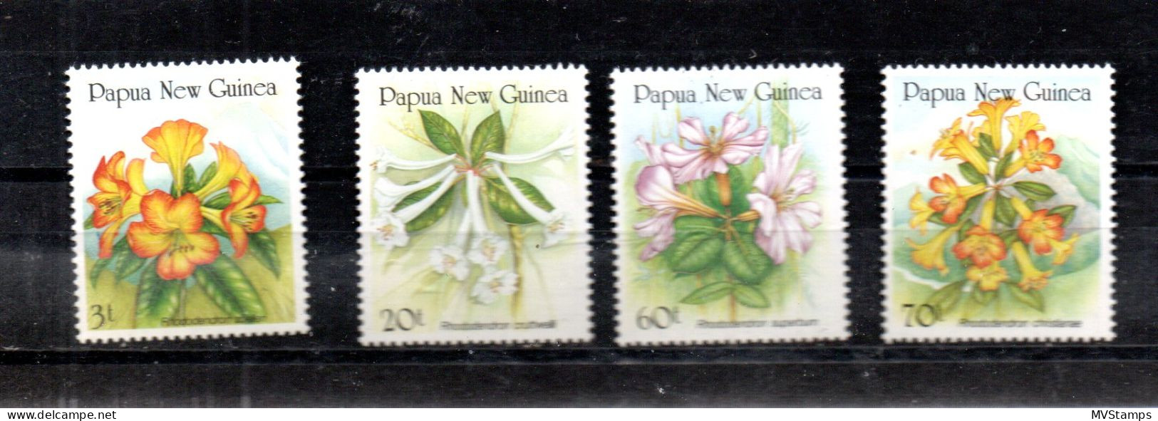 Papua Neuguinea 1989 Satz 584/87 Flowers/Rhododendren/Flora Postfrisch/MNH - Papouasie-Nouvelle-Guinée