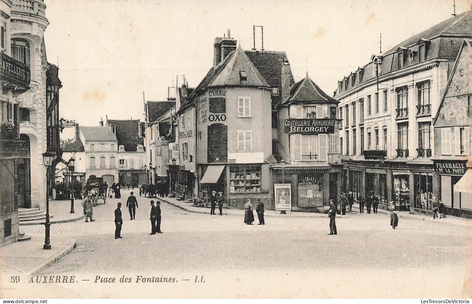 FRANCE - Auxerre - Vue Générale - Place Des Fontaines - L L - Animé - Maisons - Cheval - Voiture- Carte Postale Ancienne - Auxerre