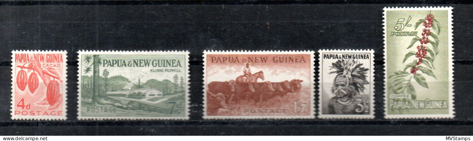 Papua Neuguinea 1958 Satz 7,8,11,17 Und 17 Freimarken Ungebraucht/MLH, Michel 79,00 Euro - Papua-Neuguinea