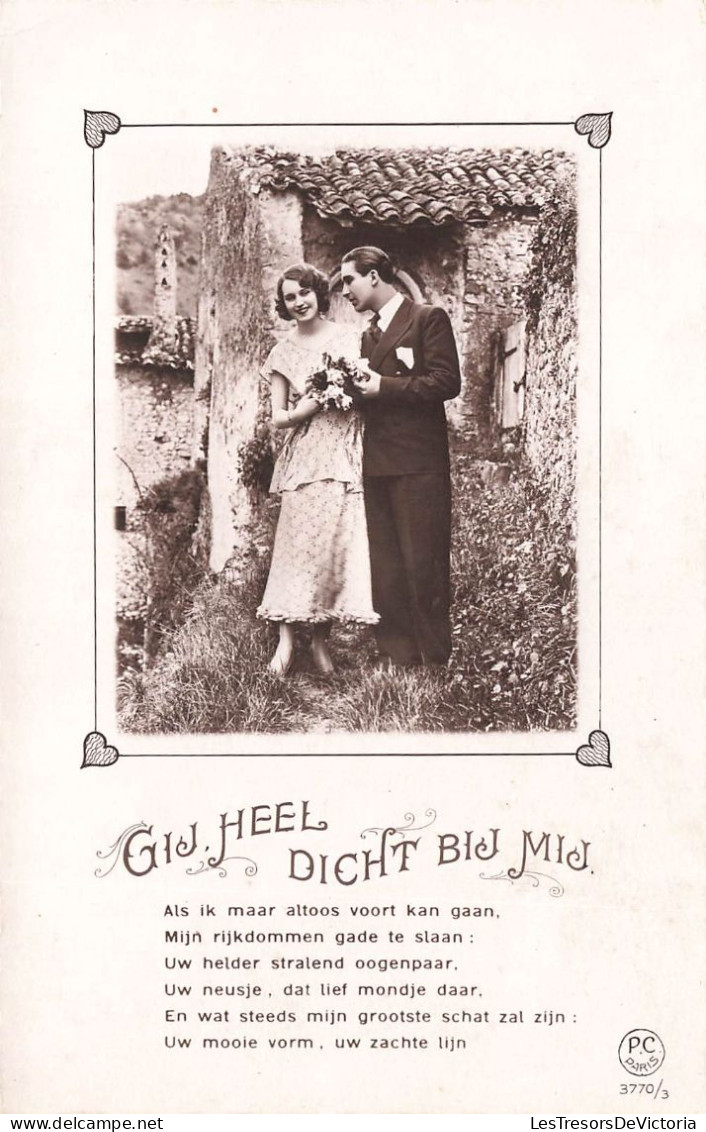 FANTAISIE - Couple - Gij Heel Dicht Bij Mij - Campagne - Jardin - Musique - Carte Postale Ancienne - Andere & Zonder Classificatie