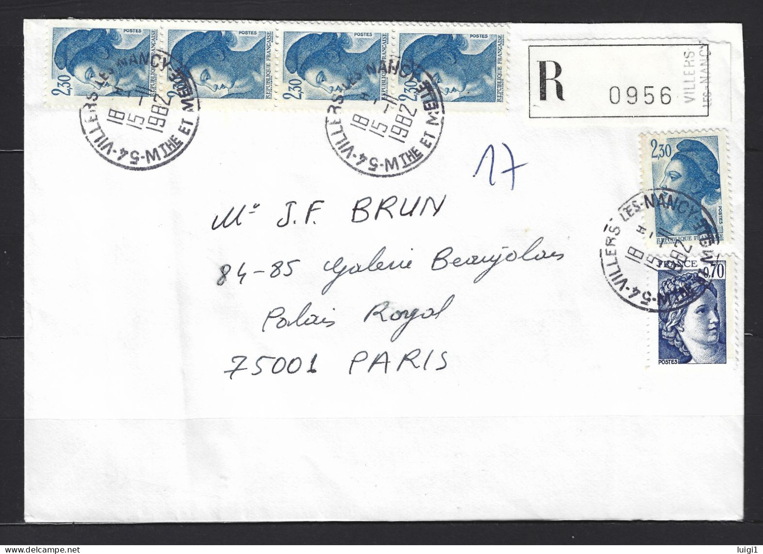 FRANCE LIBERTE 1982 - Lettre Recommandée, Affranchie Avec Y&T N°2189-2056. Du 15-11-1982.  54 VILLERS LES NANCY.  TB. - 1982-1990 Liberté (Gandon)