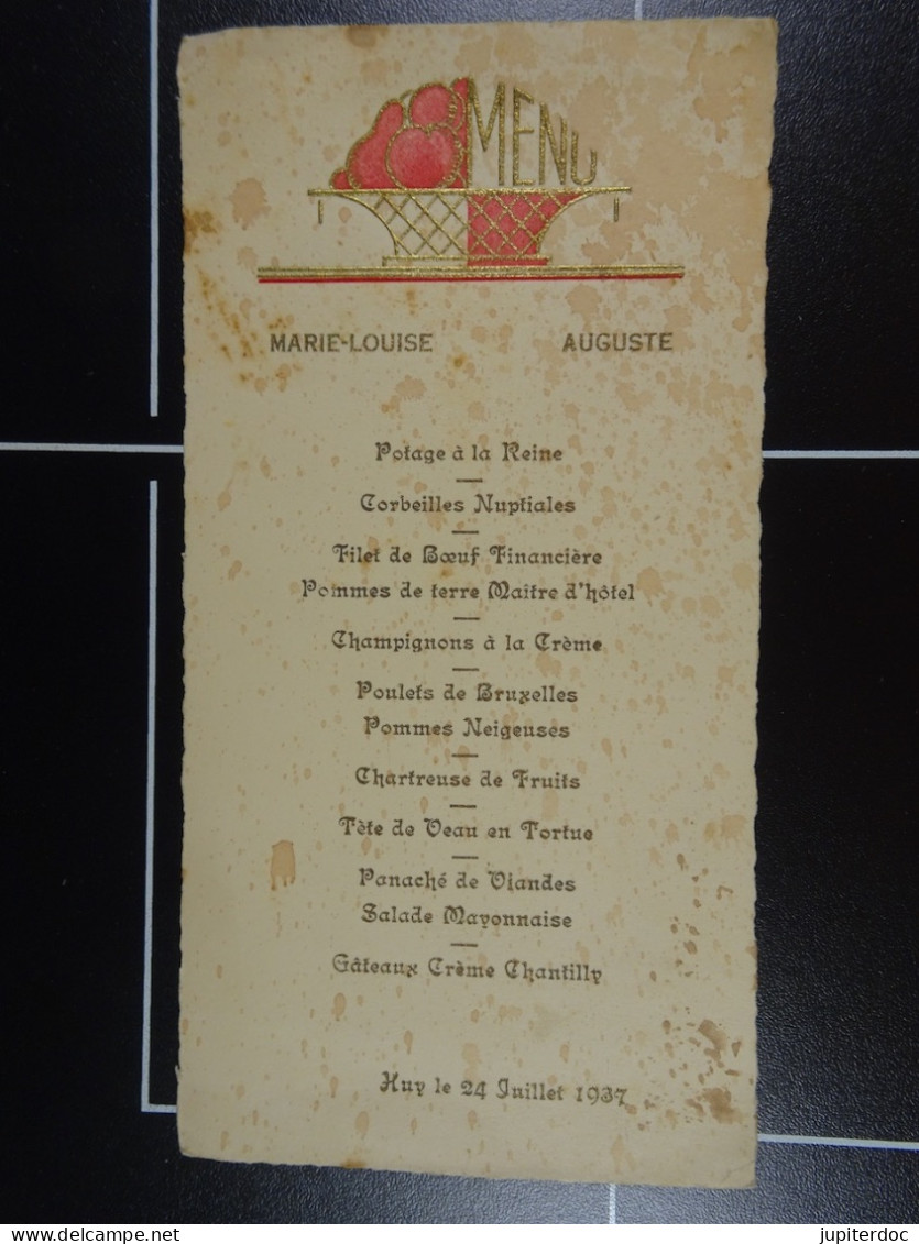 Marie-Louise Auguste Huy 24 Juillet 1937 - Menus