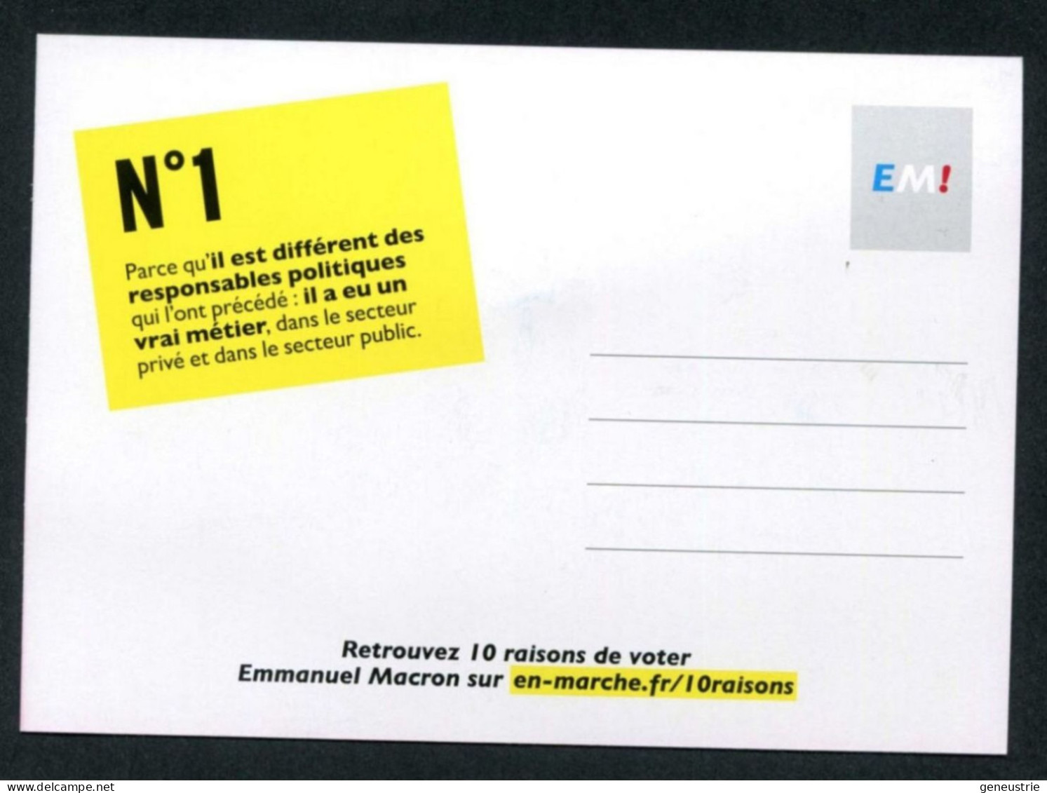 CPM N°1 "Je Vote Macron" Parti Politique "En Marche" Elections Présidentielles 2017 - Emmanuel Macron Président - Partidos Politicos & Elecciones