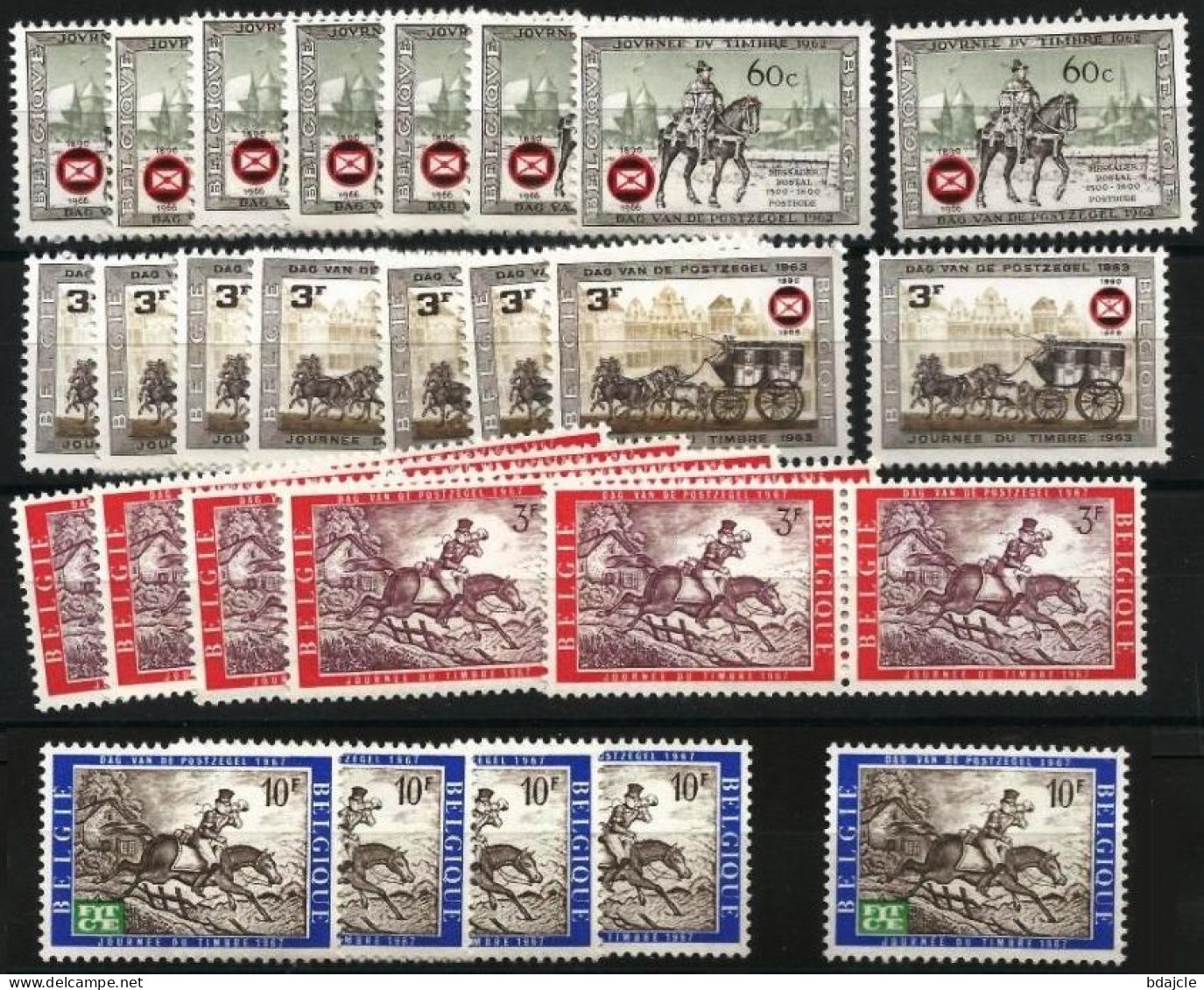 Journée Du Timbre 1962, 1963 Et 1967 - YT 1212,1249 Et 1413/1414 - Neufs ** - Unused Stamps