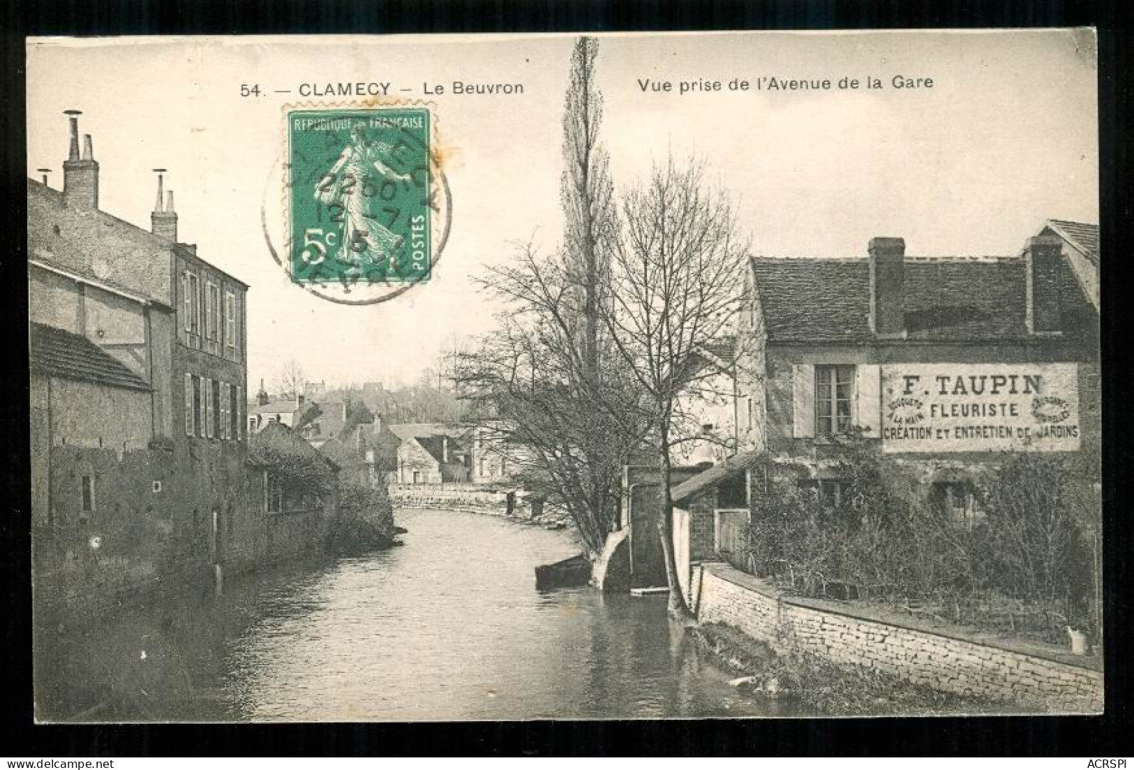 CLAMECY Le Beuvron établissement F.TAUPIN Fleuriste Carte Trés Rare PFRCR00006 P - Clamecy