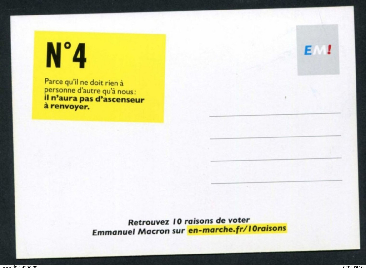 CPM N°4 "Je Vote Macron" Parti Politique "En Marche" Elections Présidentielles 2017 - Emmanuel Macron Président - Partis Politiques & élections