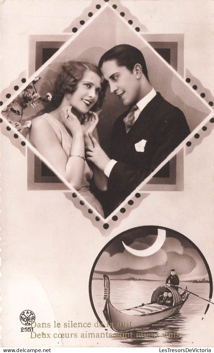 FANTAISIE - Couple Dans Un Cadre - Balade Au Clair De Lune - Barque - Carte Postale Ancienne - Autres & Non Classés