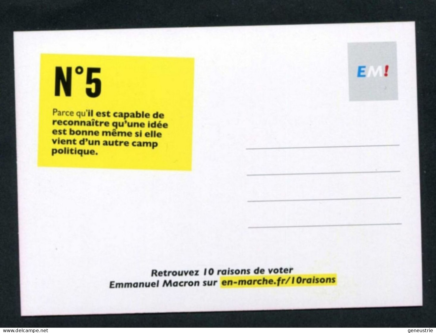 CPM N°5 "Je Vote Macron" Parti Politique "En Marche" Elections Présidentielles 2017 - Emmanuel Macron Président - Partis Politiques & élections