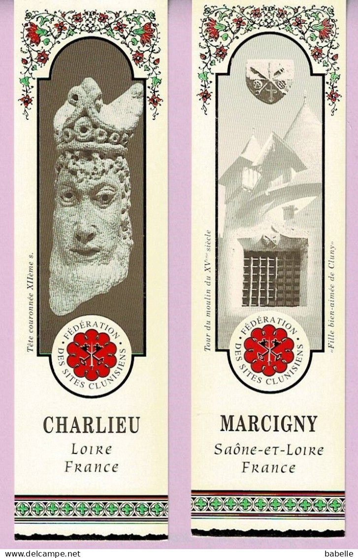 2 MP " Fédération Des Sites Clunisiens " Marcigny (Saône Et Loire) & Charlieu (Loire) " - Segnalibri