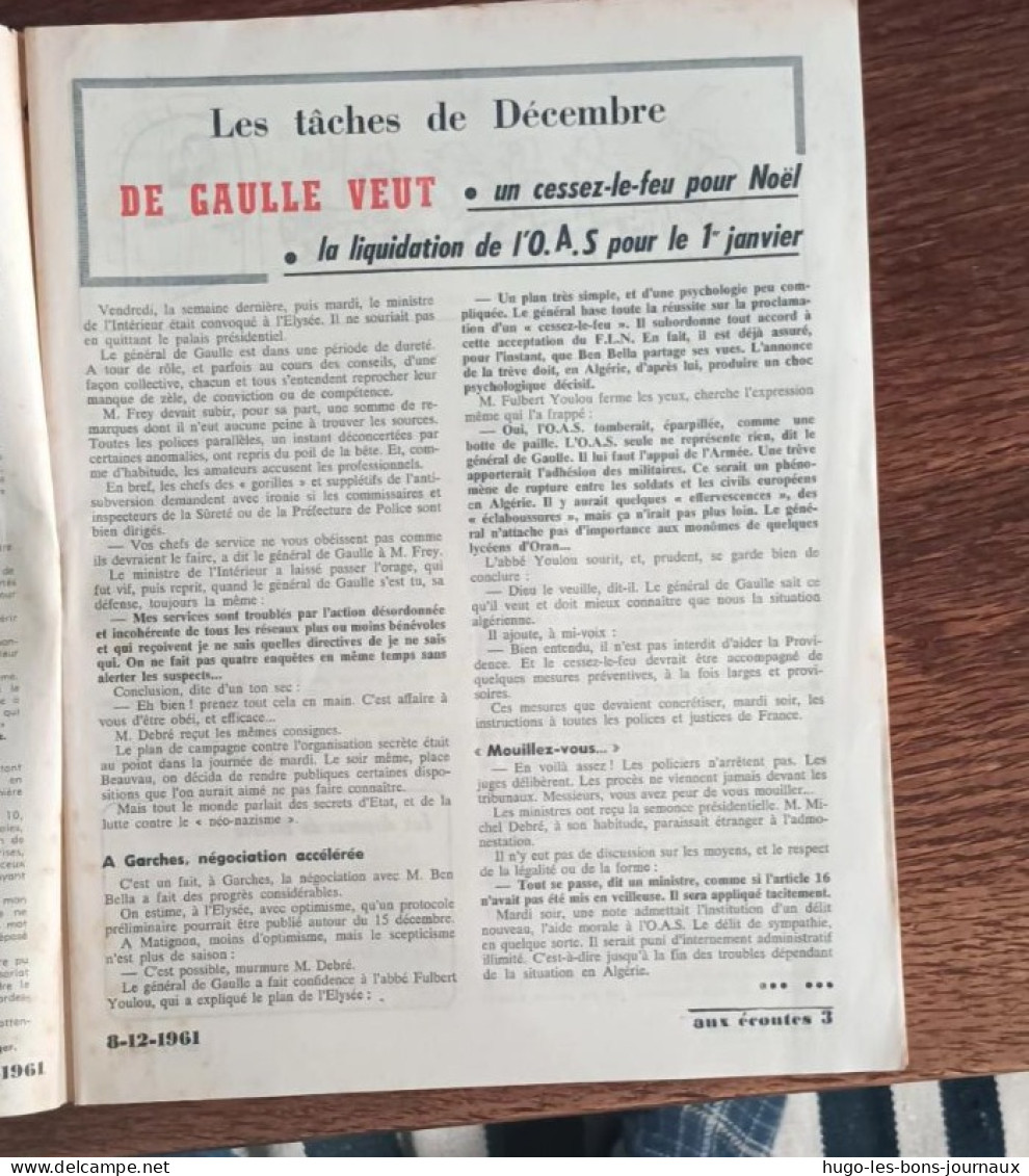 Aux écoutes Du Monde N°1951_8 Décembre 1961_Ben Bella Contre Ben Khedda Boussouf Et Ses "durs"_La Retraite à 70 Ans - 1950 - Today