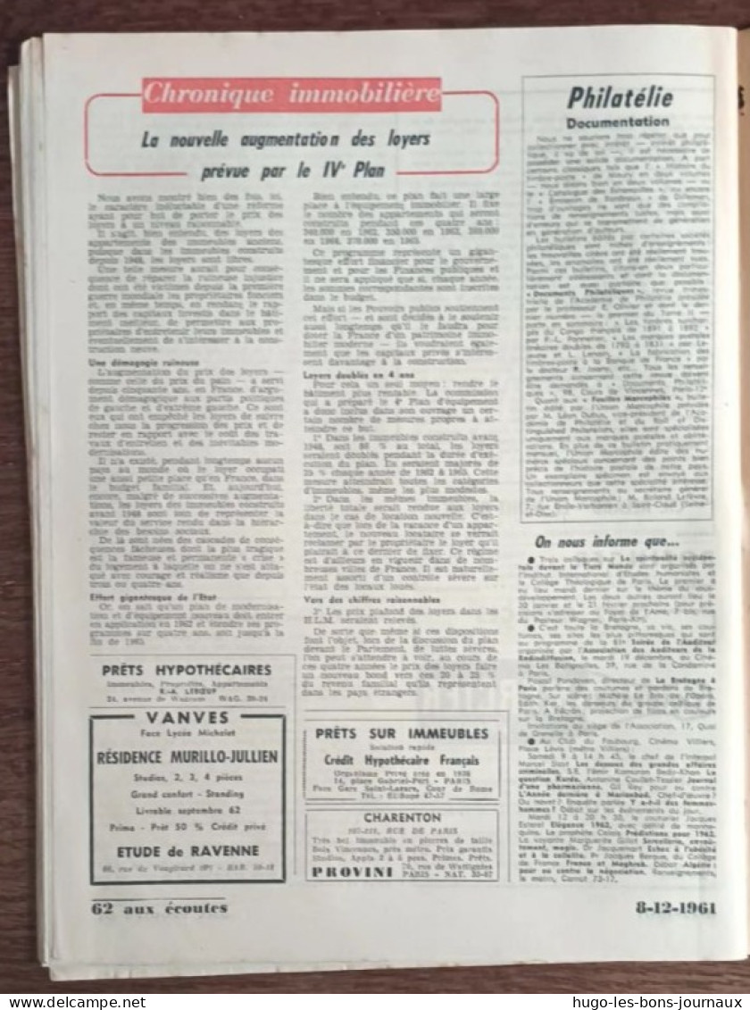 Aux écoutes Du Monde N°1951_8 Décembre 1961_Ben Bella Contre Ben Khedda Boussouf Et Ses "durs"_La Retraite à 70 Ans - 1950 à Nos Jours