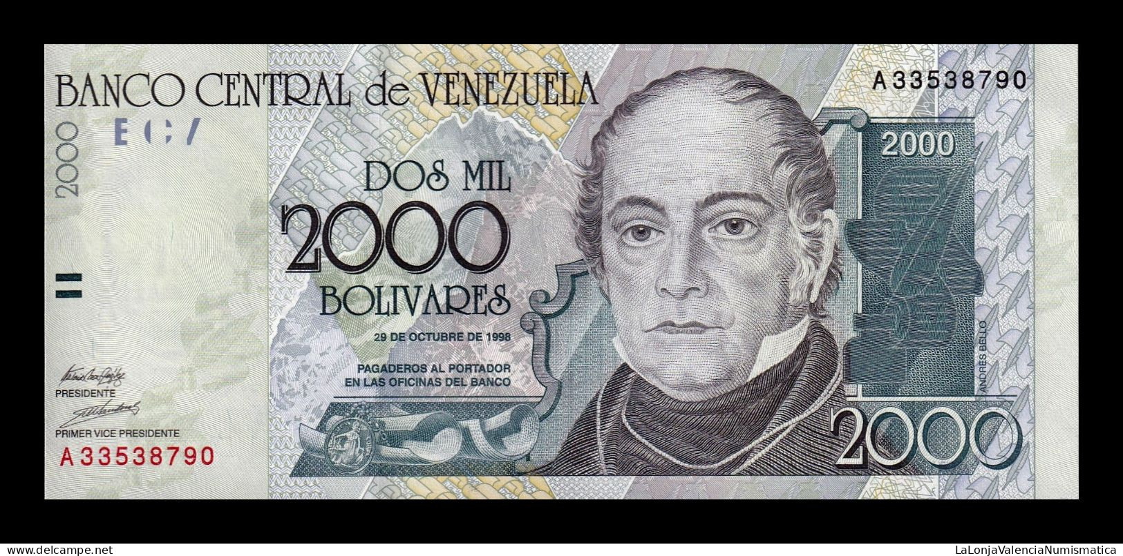 Venezuela 2000 Bolívares Andrés Bello 1998 Pick 80 Serie A Sc Unc - Venezuela