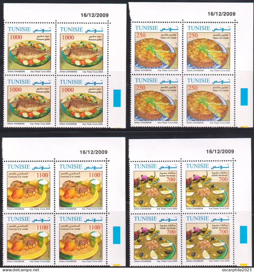 2009- Tunisie - Y&T 1647 -1650 -  Plats De Tunisie - Série Complète - 4bloc De 4coin Daté --  16V MNH***** - Tunesien (1956-...)