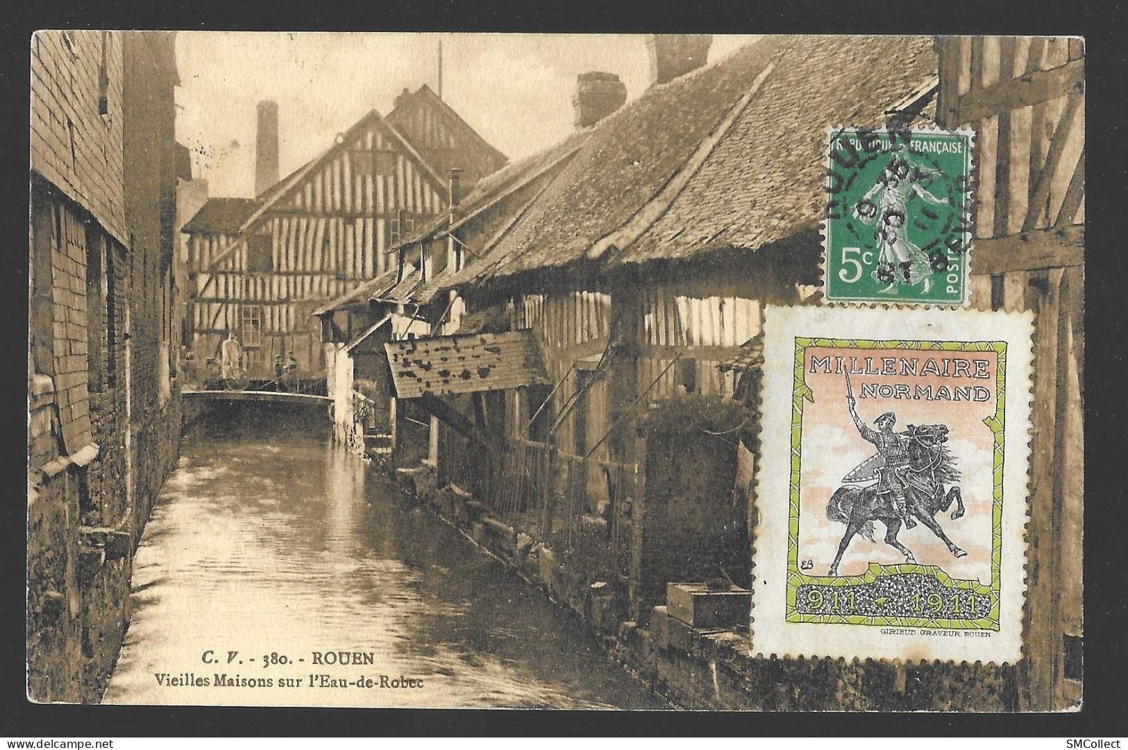 Millénaire Normand 1911. Vignette Sur Carte Rouen (A4p6) - Rouen