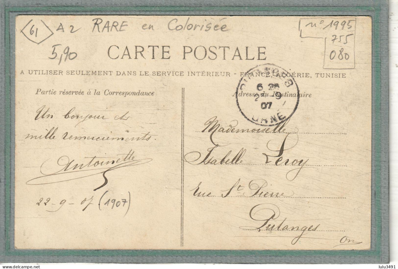 CPA - (61) LAIGLE - L'AIGLE - Aspect De La Rue Carnot En 1907 - Carte Colorisée Rare - L'Aigle