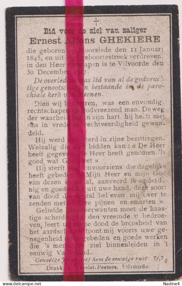 Devotie Doodsprentje Overlijden - Ernest Gekiere - Moorslede 1845 - Vilvoorde 1917 - Décès