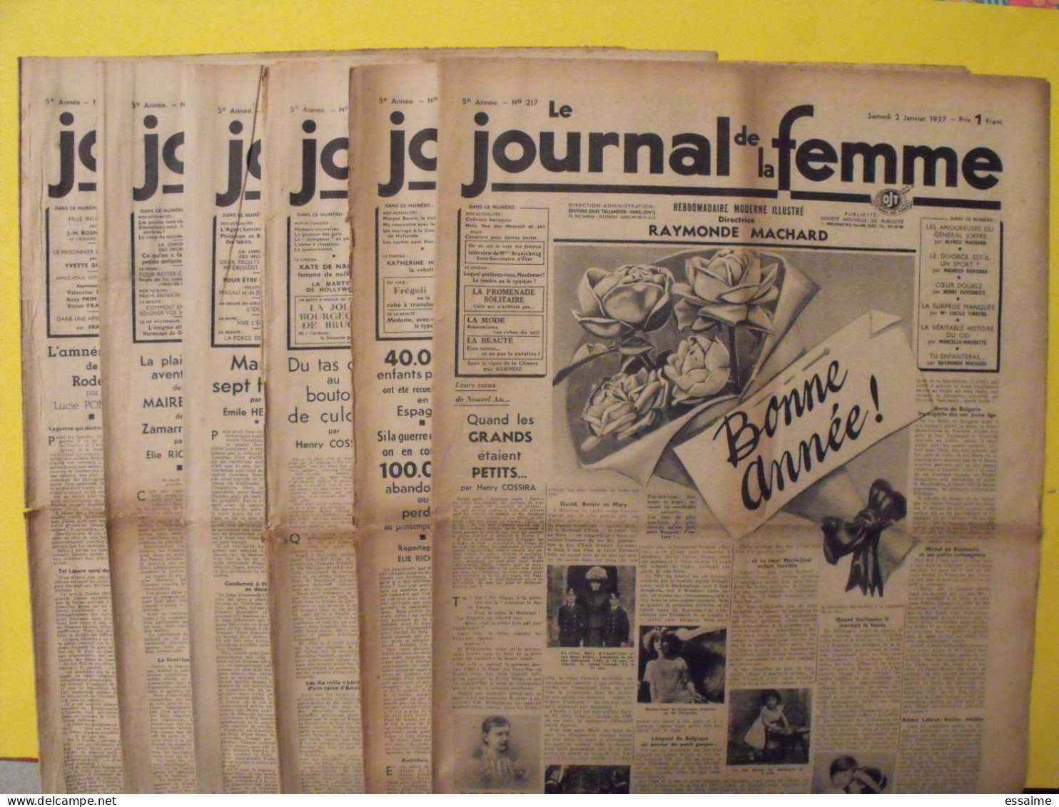 6 N° De Le Journal De La Femme De 1937. Revue Féminine Raymonde Machard Van Der Meersch Vote Des Femmes - 1900 - 1949