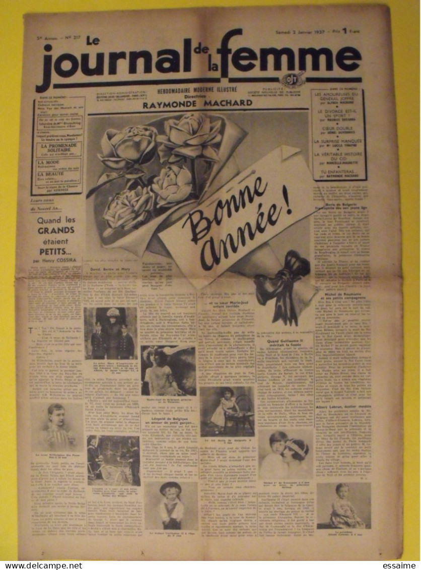 6 N° De Le Journal De La Femme De 1937. Revue Féminine Raymonde Machard Van Der Meersch Vote Des Femmes - 1900 - 1949